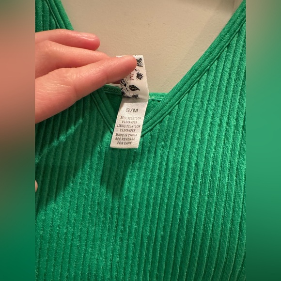 Green Ribbed Tank Top - Picture 2 of 2